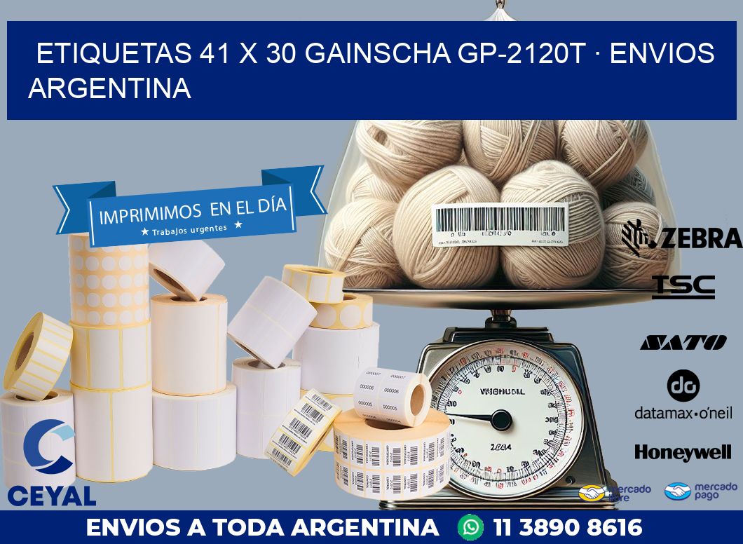 ETIQUETAS 41 x 30 GAINSCHA GP-2120T · ENVIOS ARGENTINA