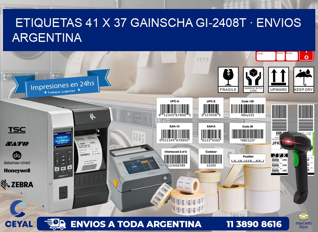 ETIQUETAS 41 x 37 GAINSCHA GI-2408T · ENVIOS ARGENTINA