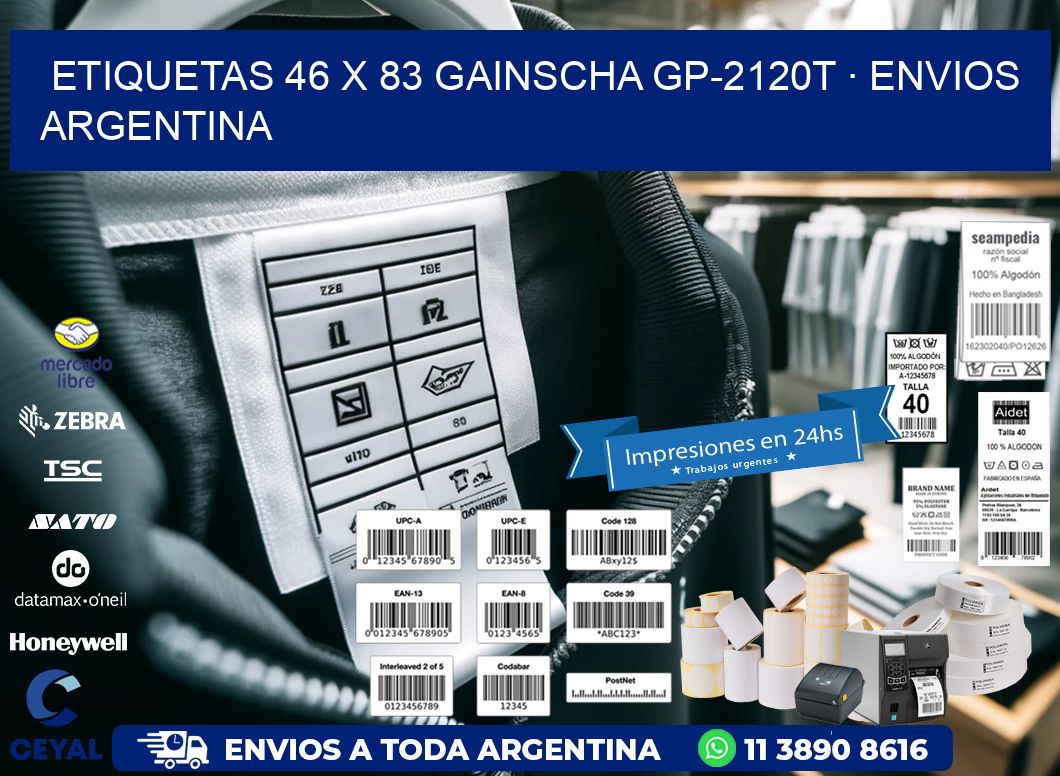 ETIQUETAS 46 x 83 GAINSCHA GP-2120T · ENVIOS ARGENTINA