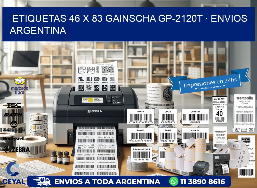 ETIQUETAS 46 x 83 GAINSCHA GP-2120T · ENVIOS ARGENTINA