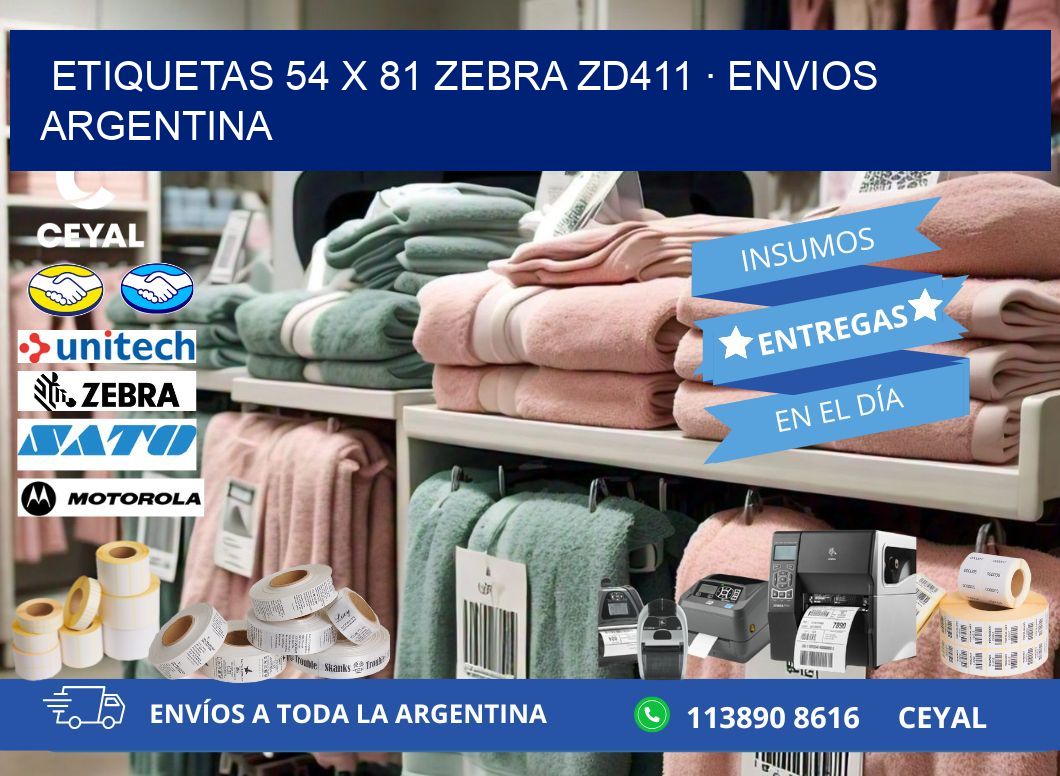 ETIQUETAS 54 x 81 ZEBRA ZD411 · ENVIOS ARGENTINA