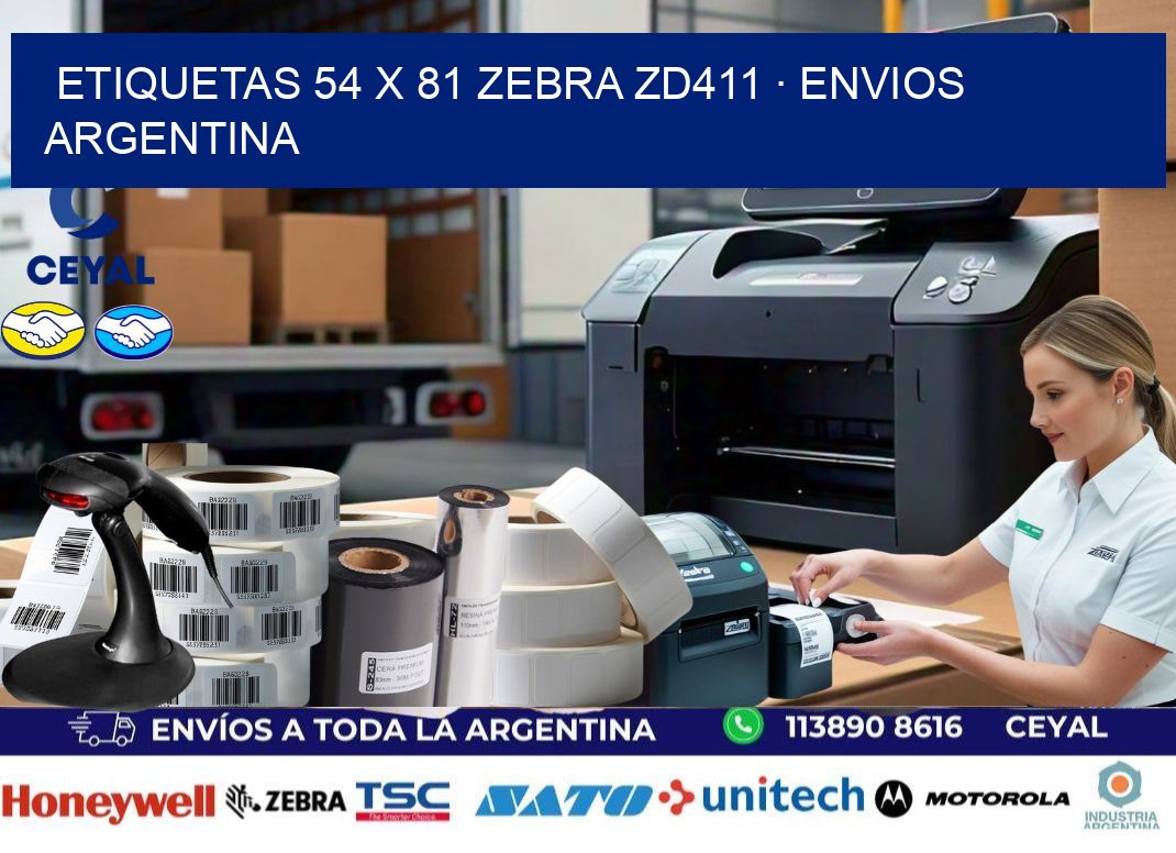 ETIQUETAS 54 x 81 ZEBRA ZD411 · ENVIOS ARGENTINA