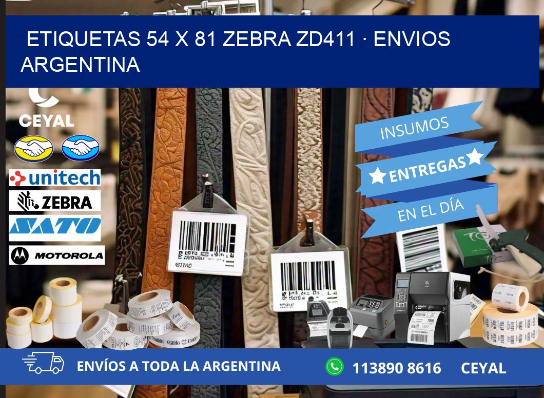 ETIQUETAS 54 x 81 ZEBRA ZD411 · ENVIOS ARGENTINA