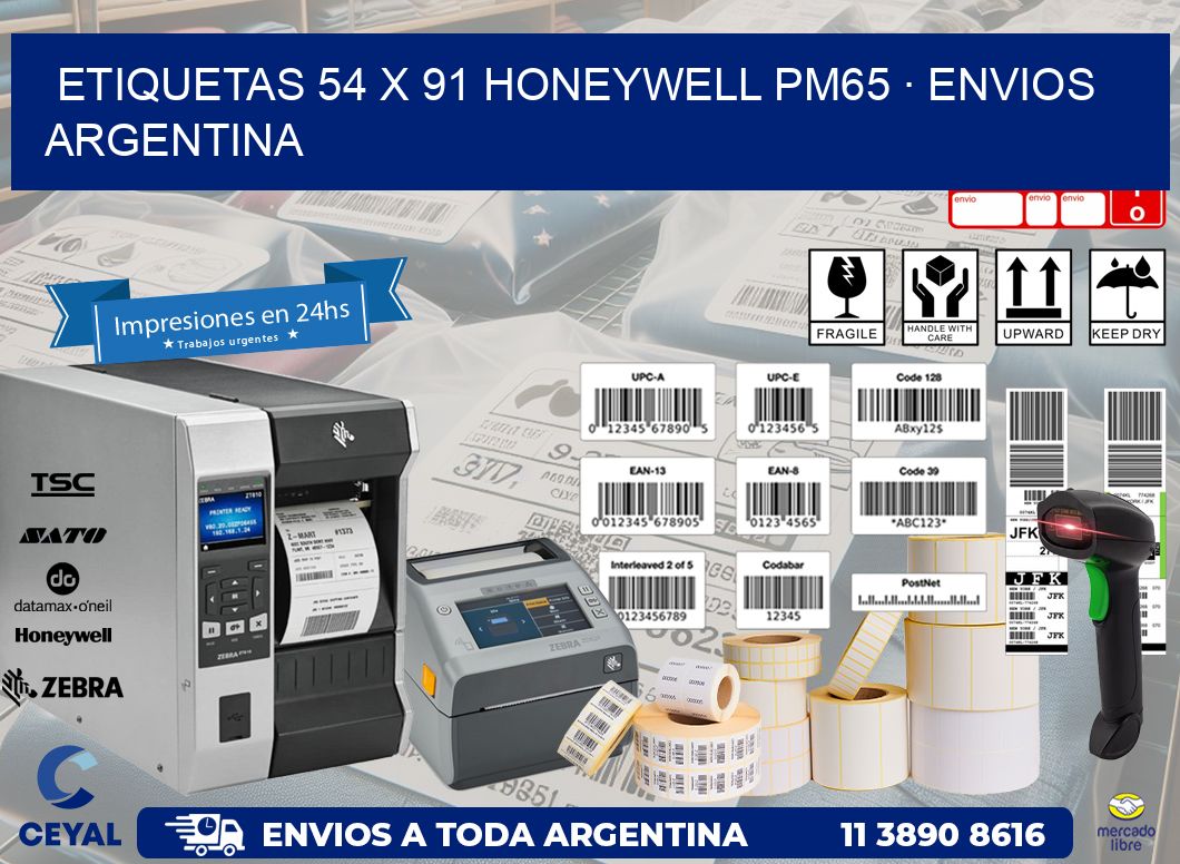 ETIQUETAS 54 x 91 HONEYWELL PM65 · ENVIOS ARGENTINA
