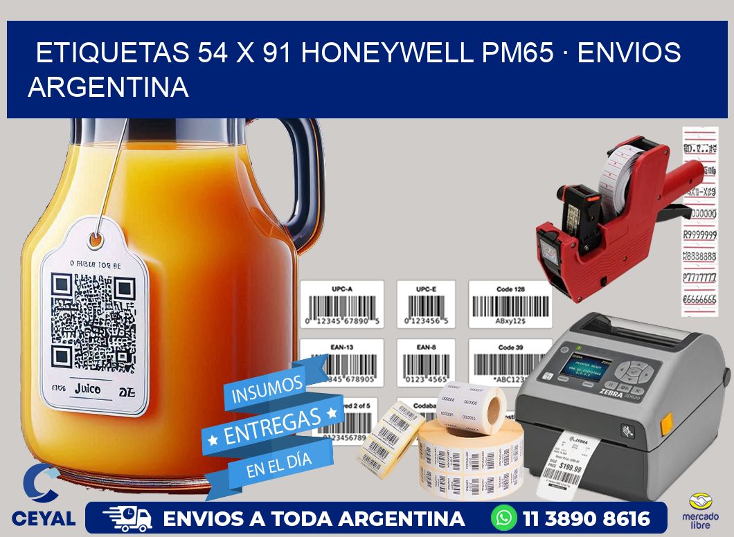 ETIQUETAS 54 x 91 HONEYWELL PM65 · ENVIOS ARGENTINA