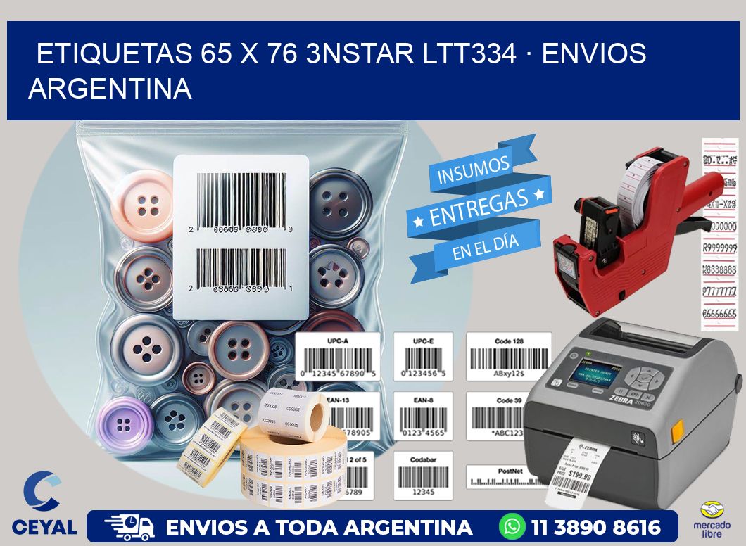 ETIQUETAS 65 x 76 3NSTAR LTT334 · ENVIOS ARGENTINA