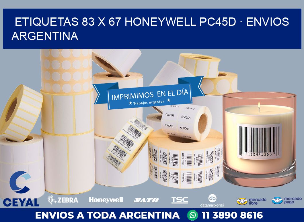 ETIQUETAS 83 x 67 HONEYWELL PC45D · ENVIOS ARGENTINA