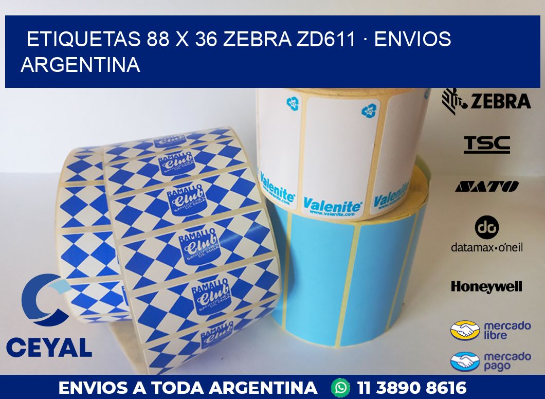 ETIQUETAS 88 x 36 ZEBRA ZD611 · ENVIOS ARGENTINA