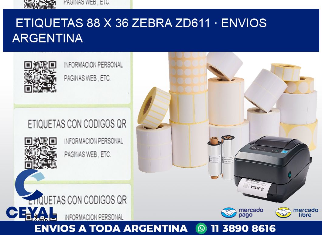 ETIQUETAS 88 x 36 ZEBRA ZD611 · ENVIOS ARGENTINA