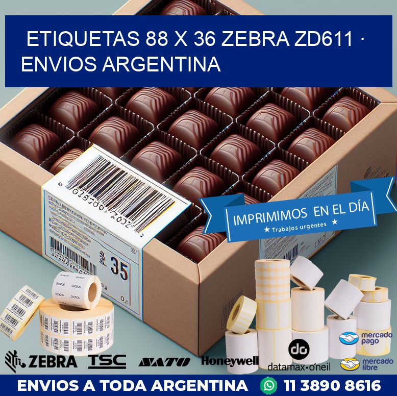 ETIQUETAS 88 x 36 ZEBRA ZD611 · ENVIOS ARGENTINA