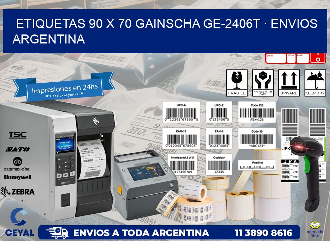 ETIQUETAS 90 x 70 GAINSCHA GE-2406T · ENVIOS ARGENTINA