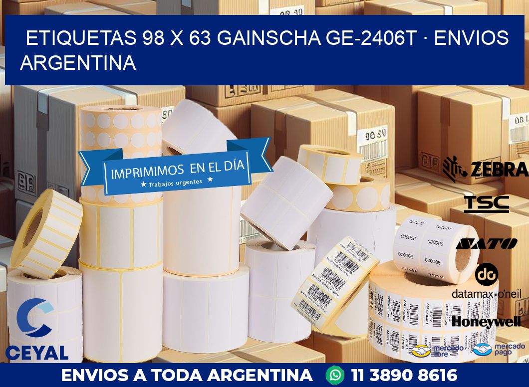 ETIQUETAS 98 x 63 GAINSCHA GE-2406T · ENVIOS ARGENTINA