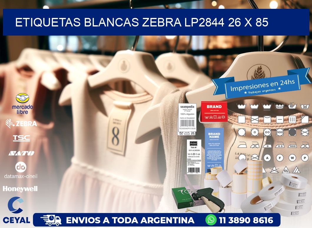ETIQUETAS BLANCAS ZEBRA LP2844 26 x 85