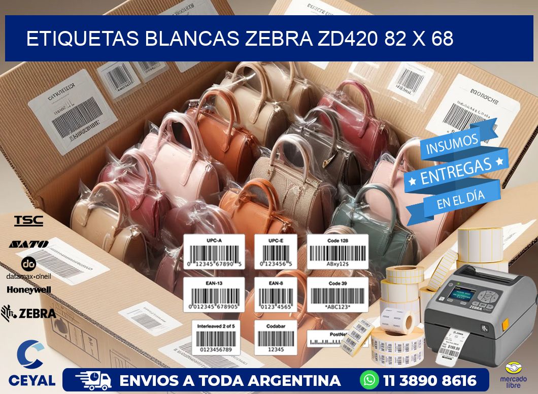 ETIQUETAS BLANCAS ZEBRA ZD420 82 x 68