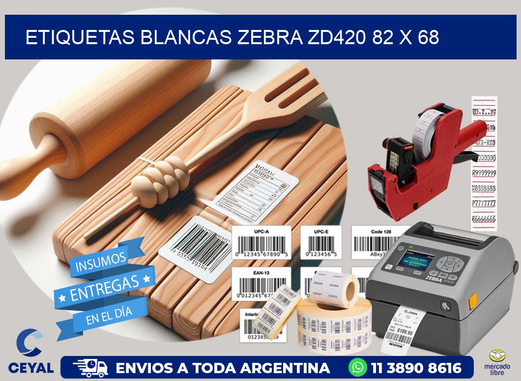 ETIQUETAS BLANCAS ZEBRA ZD420 82 x 68