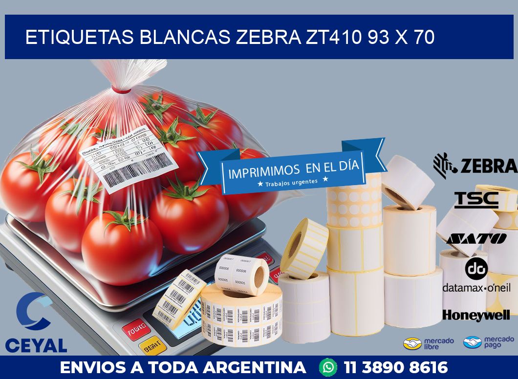 ETIQUETAS BLANCAS ZEBRA ZT410 93 x 70
