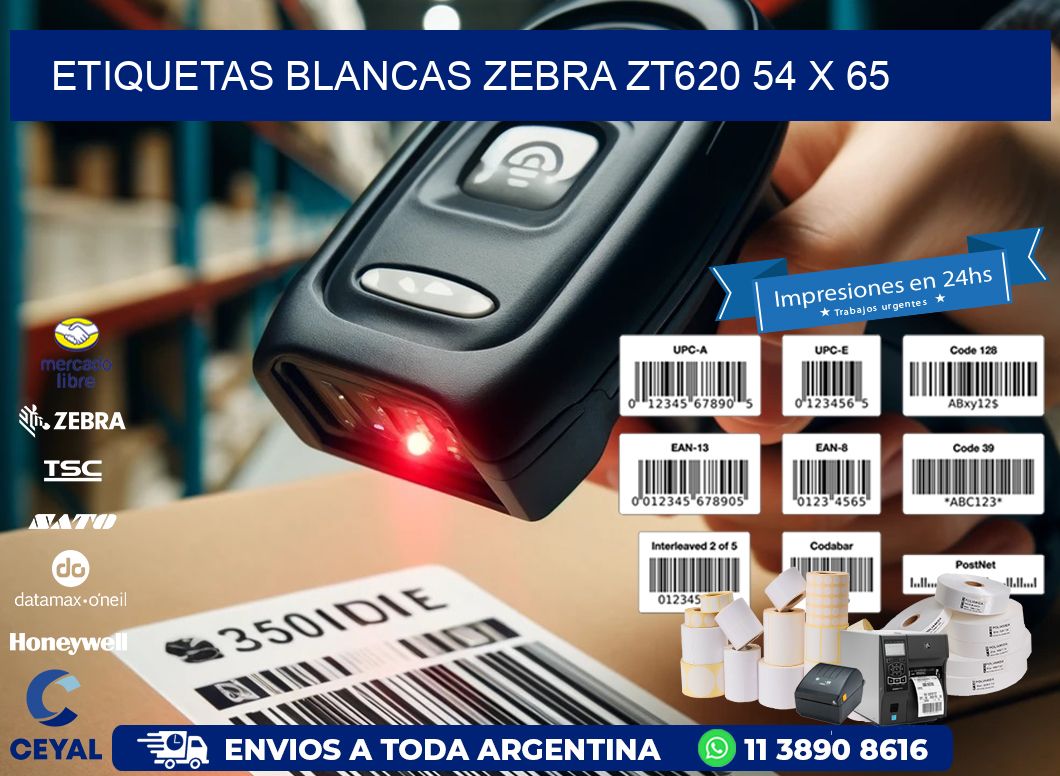 ETIQUETAS BLANCAS ZEBRA ZT620 54 x 65