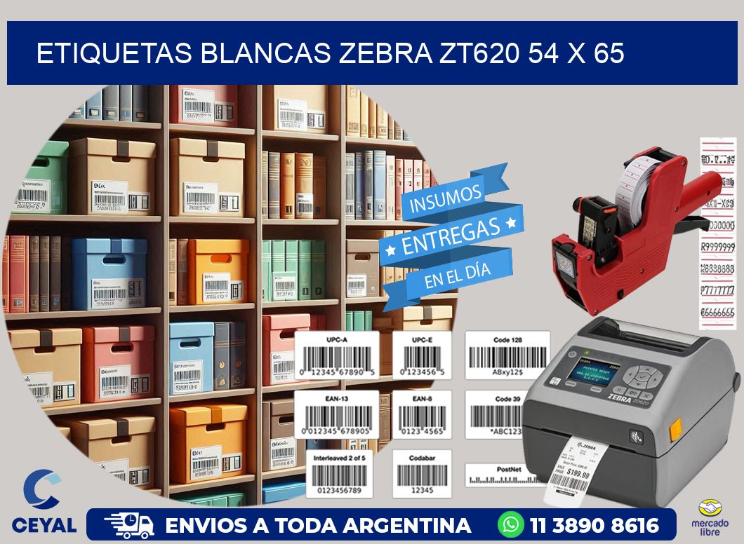 ETIQUETAS BLANCAS ZEBRA ZT620 54 x 65