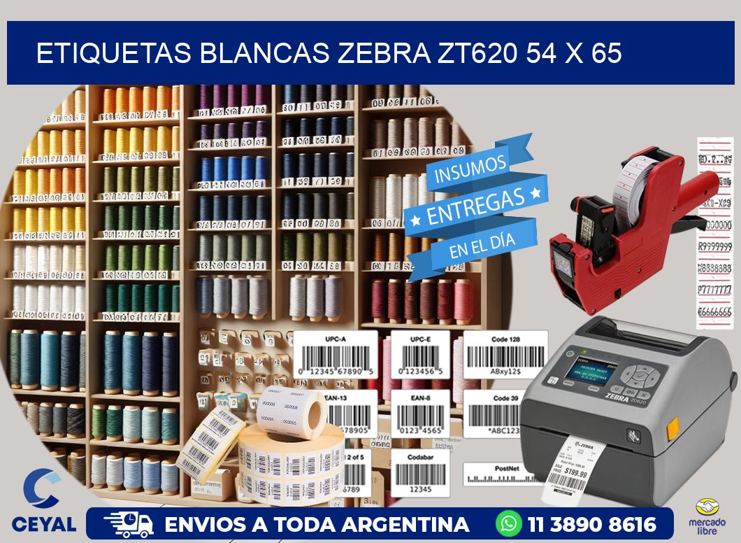 ETIQUETAS BLANCAS ZEBRA ZT620 54 x 65