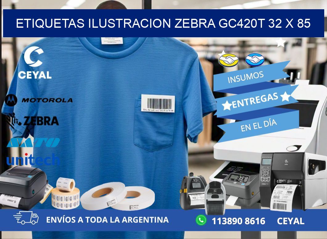 ETIQUETAS ILUSTRACION ZEBRA GC420T 32 x 85