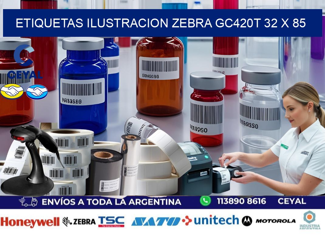ETIQUETAS ILUSTRACION ZEBRA GC420T 32 x 85