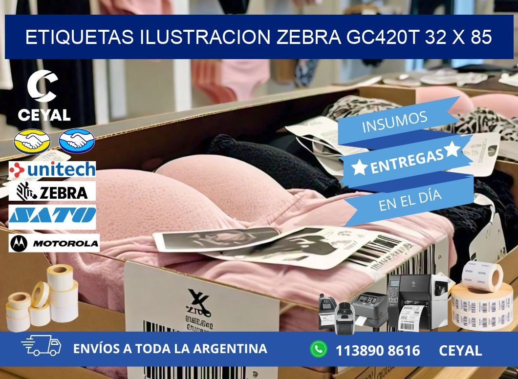ETIQUETAS ILUSTRACION ZEBRA GC420T 32 x 85
