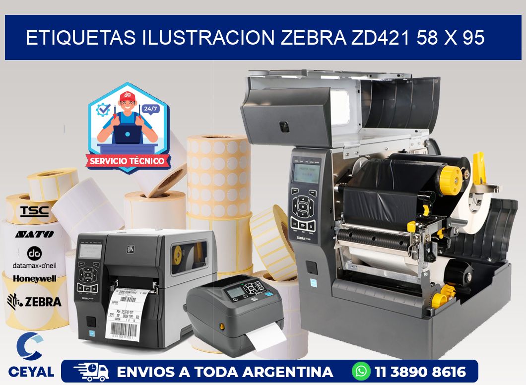 ETIQUETAS ILUSTRACION ZEBRA ZD421 58 x 95