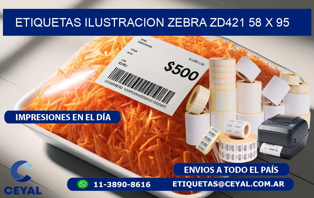 ETIQUETAS ILUSTRACION ZEBRA ZD421 58 x 95