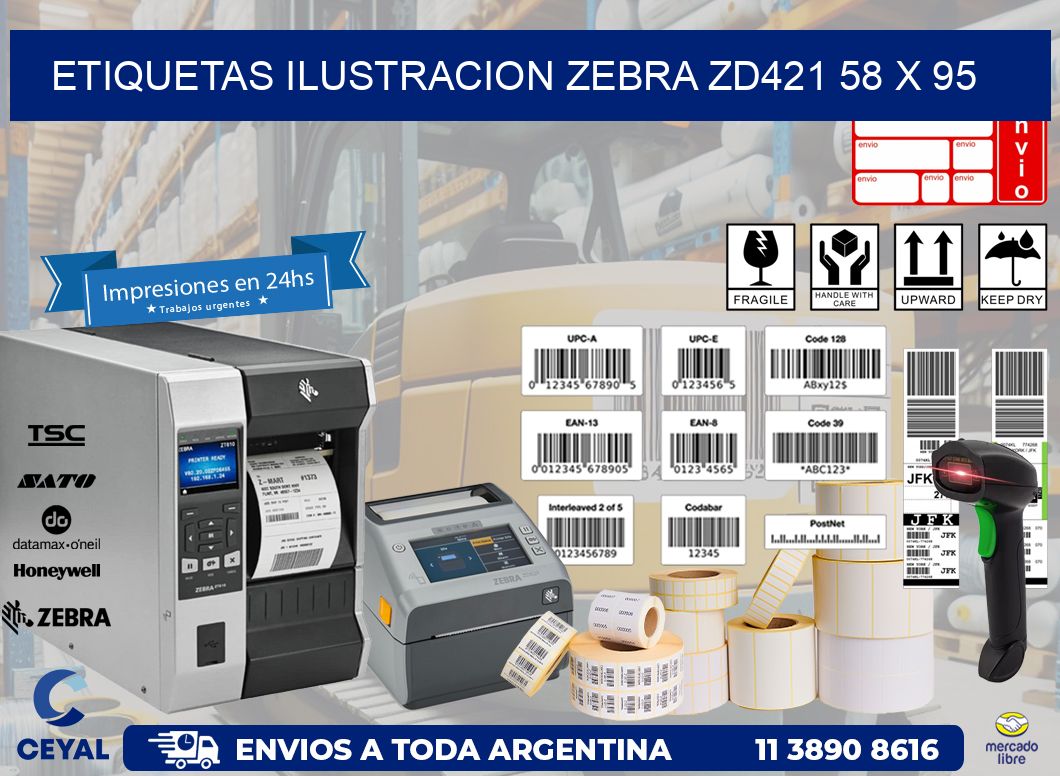 ETIQUETAS ILUSTRACION ZEBRA ZD421 58 x 95