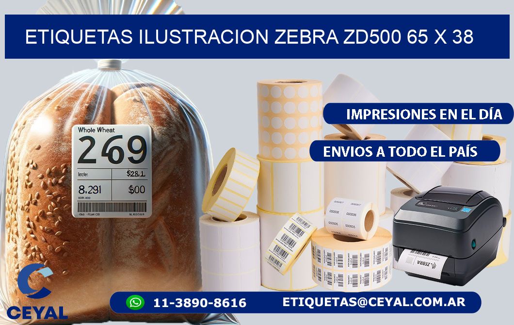ETIQUETAS ILUSTRACION ZEBRA ZD500 65 x 38