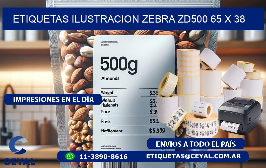 ETIQUETAS ILUSTRACION ZEBRA ZD500 65 x 38