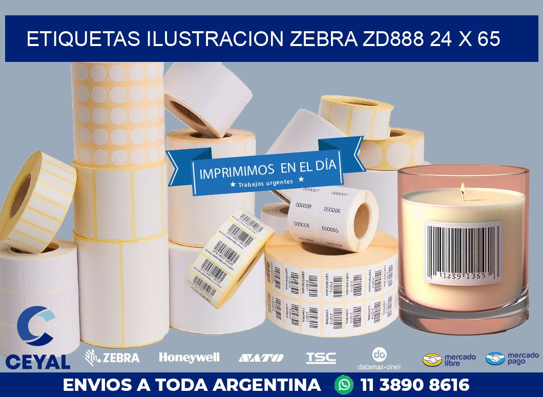 ETIQUETAS ILUSTRACION ZEBRA ZD888 24 x 65