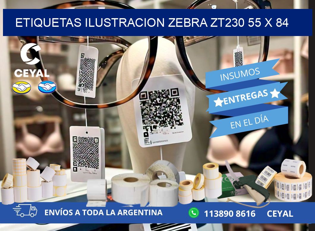 ETIQUETAS ILUSTRACION ZEBRA ZT230 55 x 84