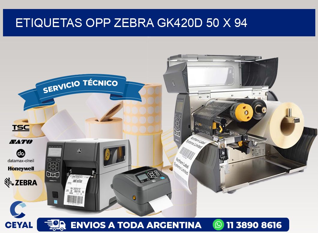 ETIQUETAS OPP ZEBRA GK420D 50 x 94