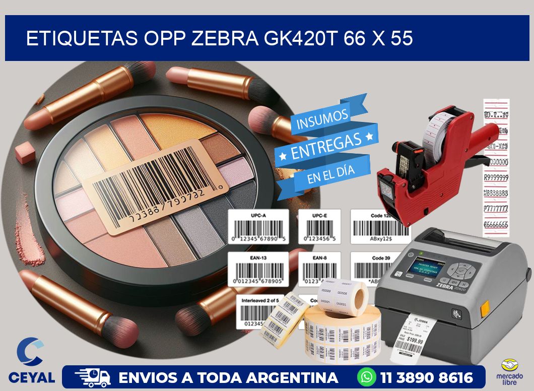 ETIQUETAS OPP ZEBRA GK420T 66 x 55