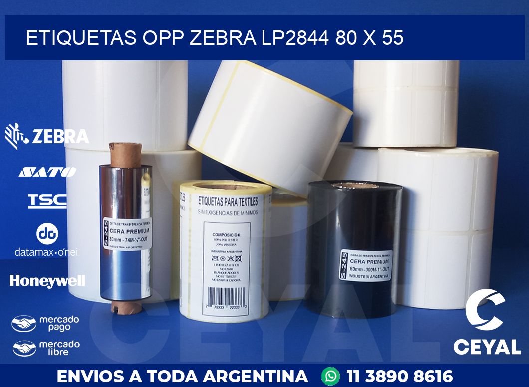 ETIQUETAS OPP ZEBRA LP2844 80 x 55