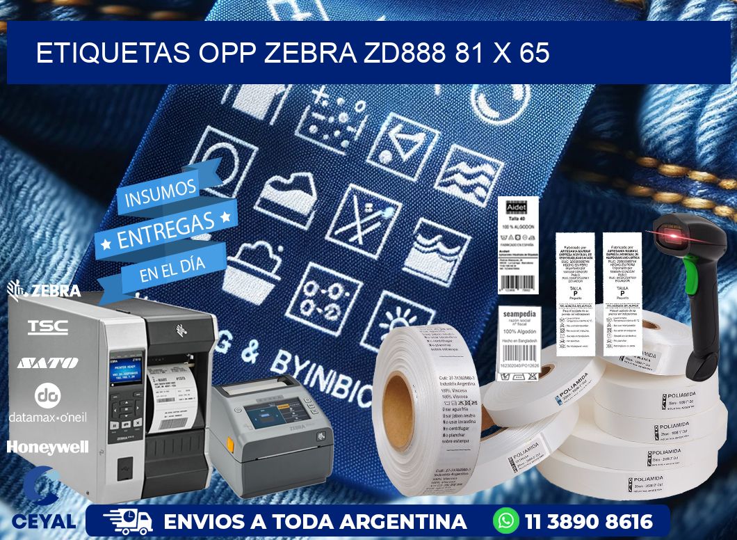 ETIQUETAS OPP ZEBRA ZD888 81 x 65