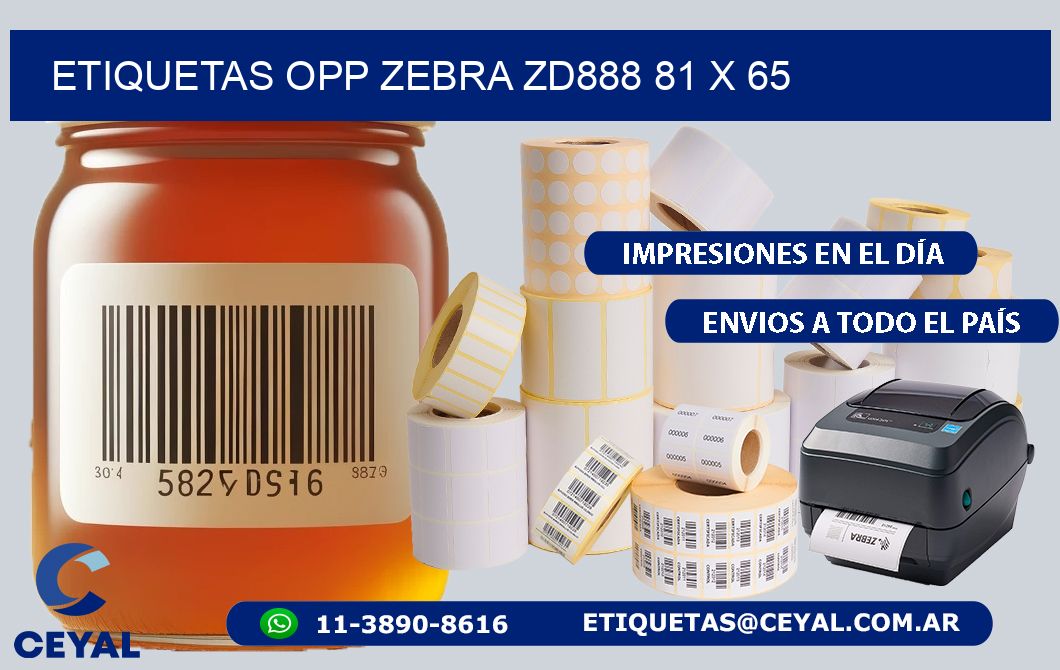 ETIQUETAS OPP ZEBRA ZD888 81 x 65