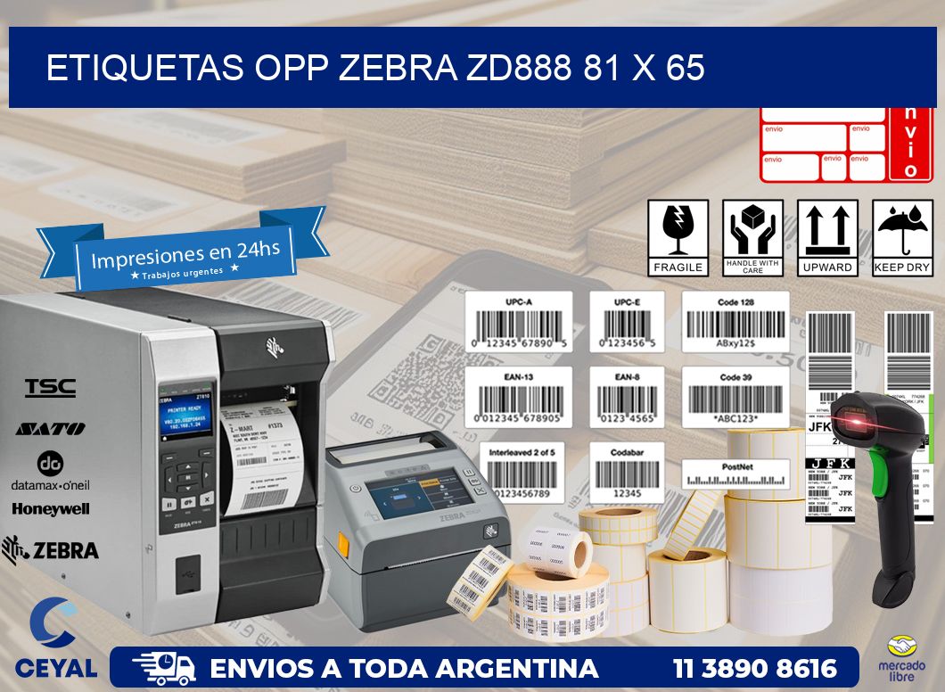 ETIQUETAS OPP ZEBRA ZD888 81 x 65