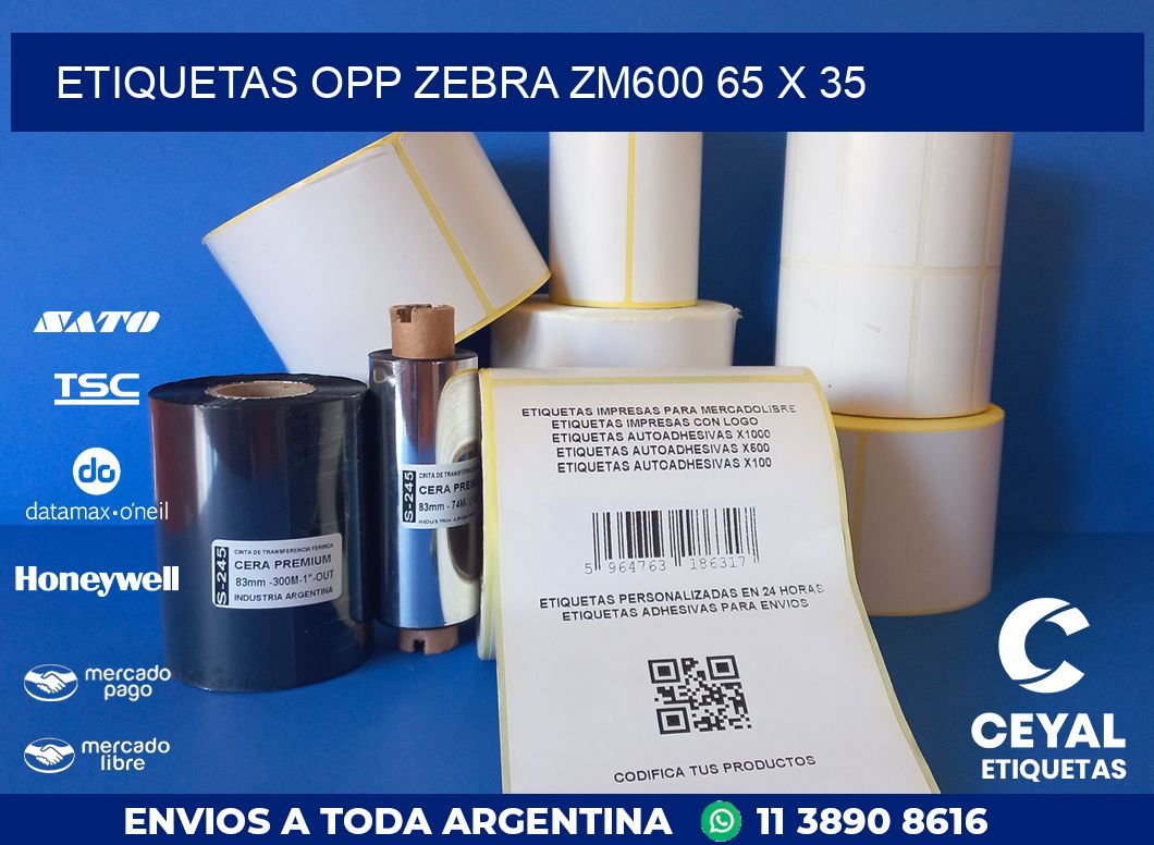 ETIQUETAS OPP ZEBRA ZM600 65 x 35