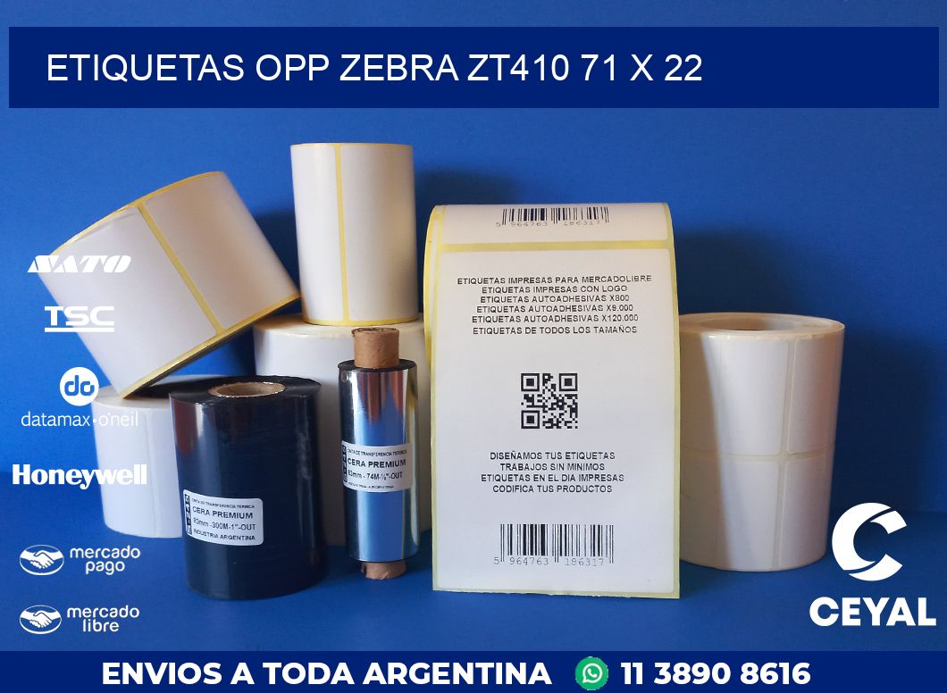 ETIQUETAS OPP ZEBRA ZT410 71 x 22