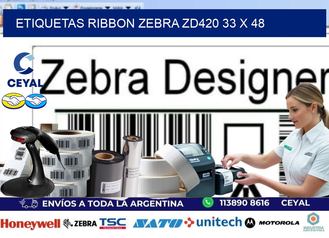 ETIQUETAS RIBBON Zebra ZD420 33 x 48