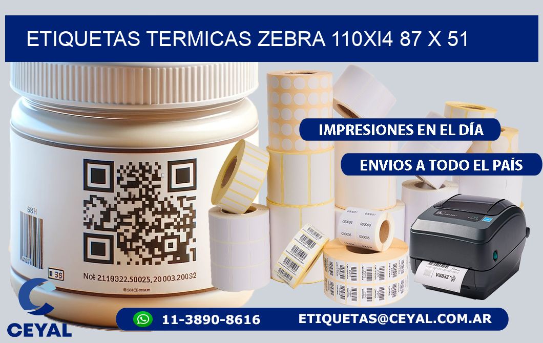 ETIQUETAS TERMICAS ZEBRA 110Xi4 87 x 51