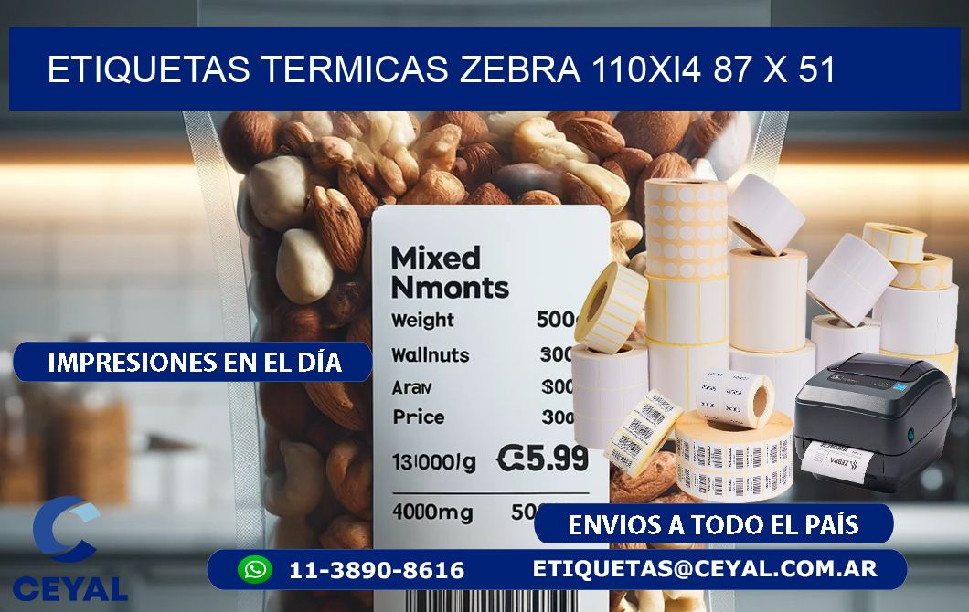 ETIQUETAS TERMICAS ZEBRA 110Xi4 87 x 51