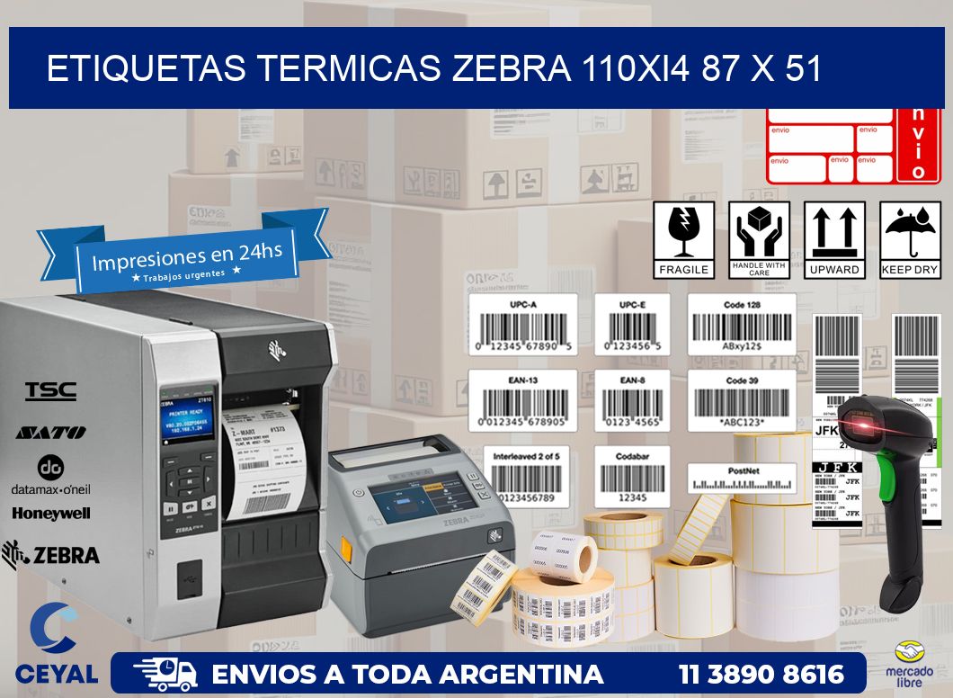 ETIQUETAS TERMICAS ZEBRA 110Xi4 87 x 51