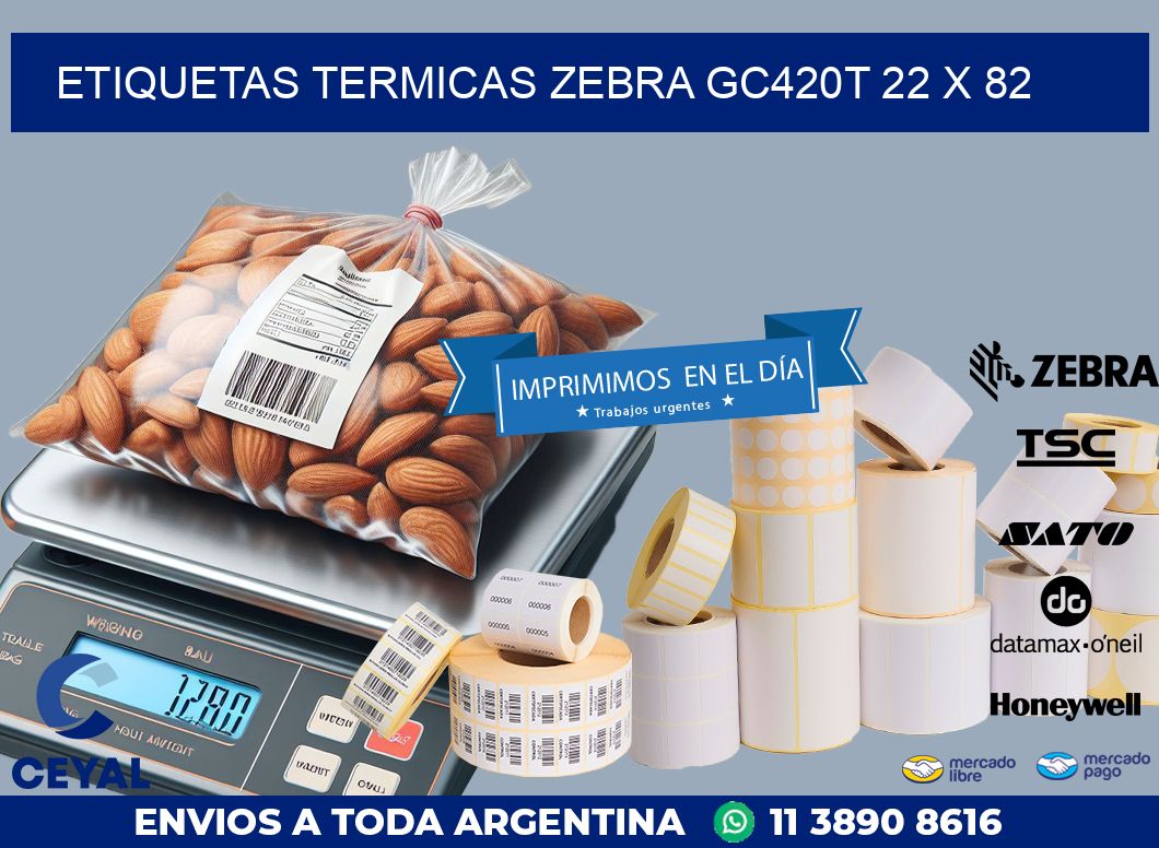 ETIQUETAS TERMICAS ZEBRA GC420T 22 x 82