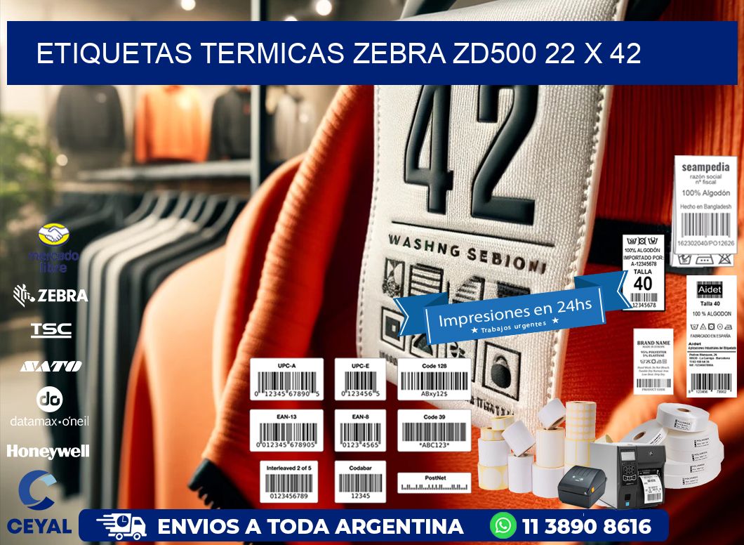 ETIQUETAS TERMICAS ZEBRA ZD500 22 x 42
