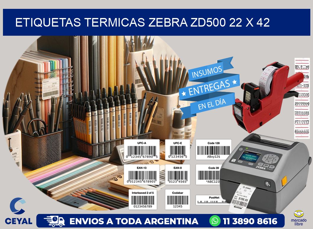 ETIQUETAS TERMICAS ZEBRA ZD500 22 x 42