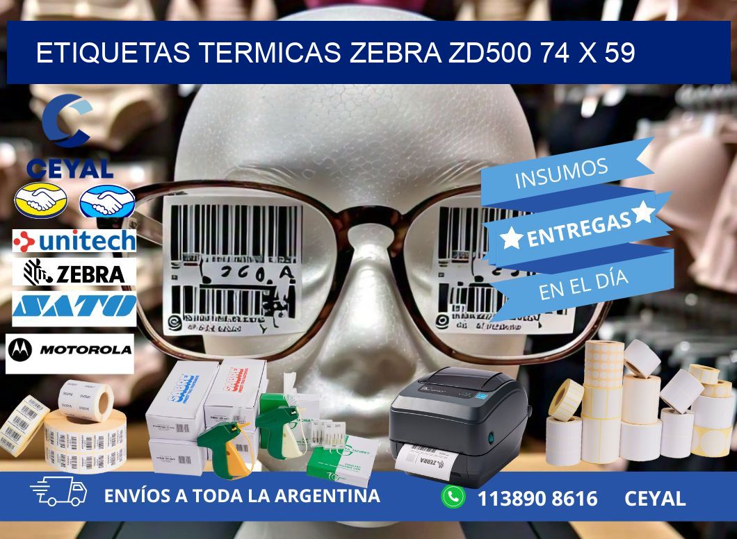 ETIQUETAS TERMICAS ZEBRA ZD500 74 x 59