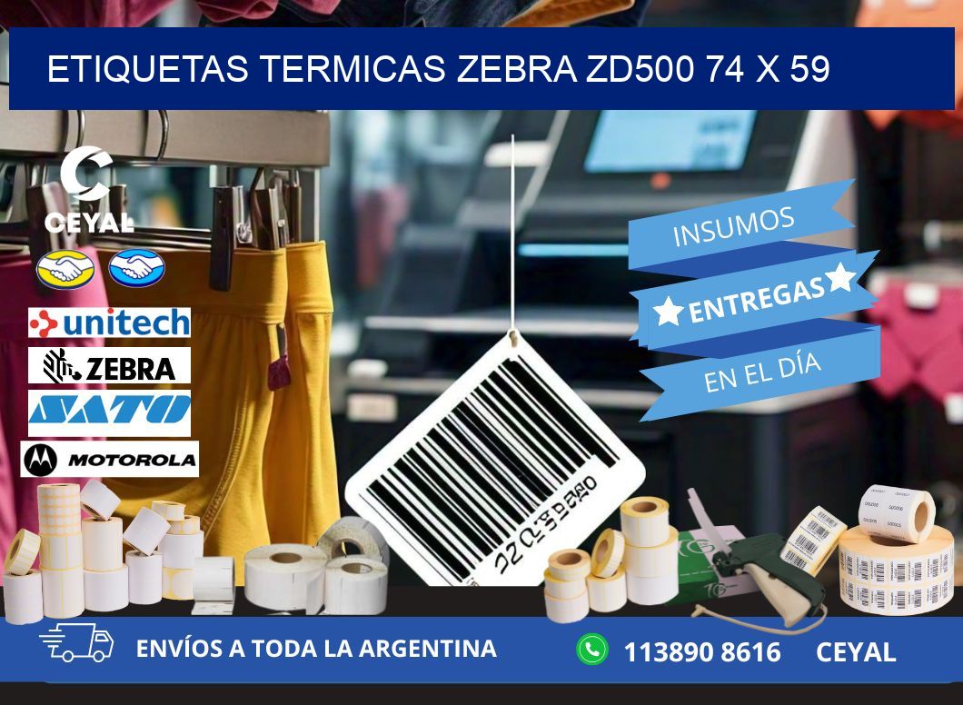 ETIQUETAS TERMICAS ZEBRA ZD500 74 x 59